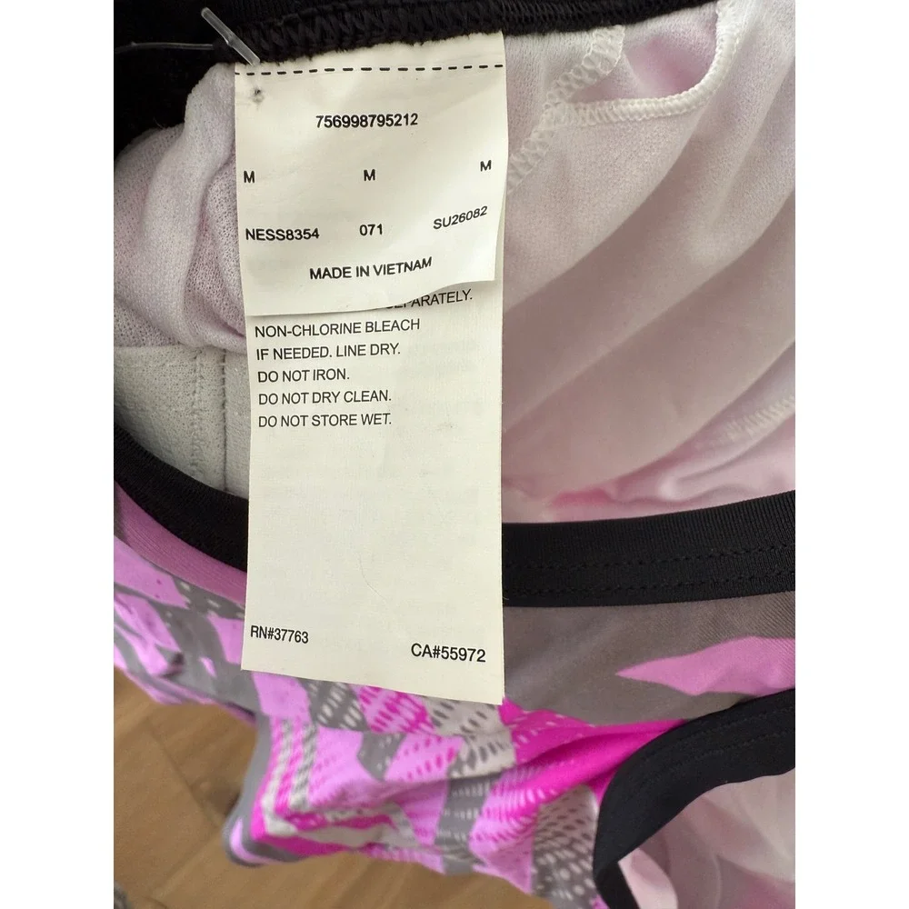 Nike Pink Gray Geometric Print Swim Top Tankini Top Tank Women's‎ Size M NWT
